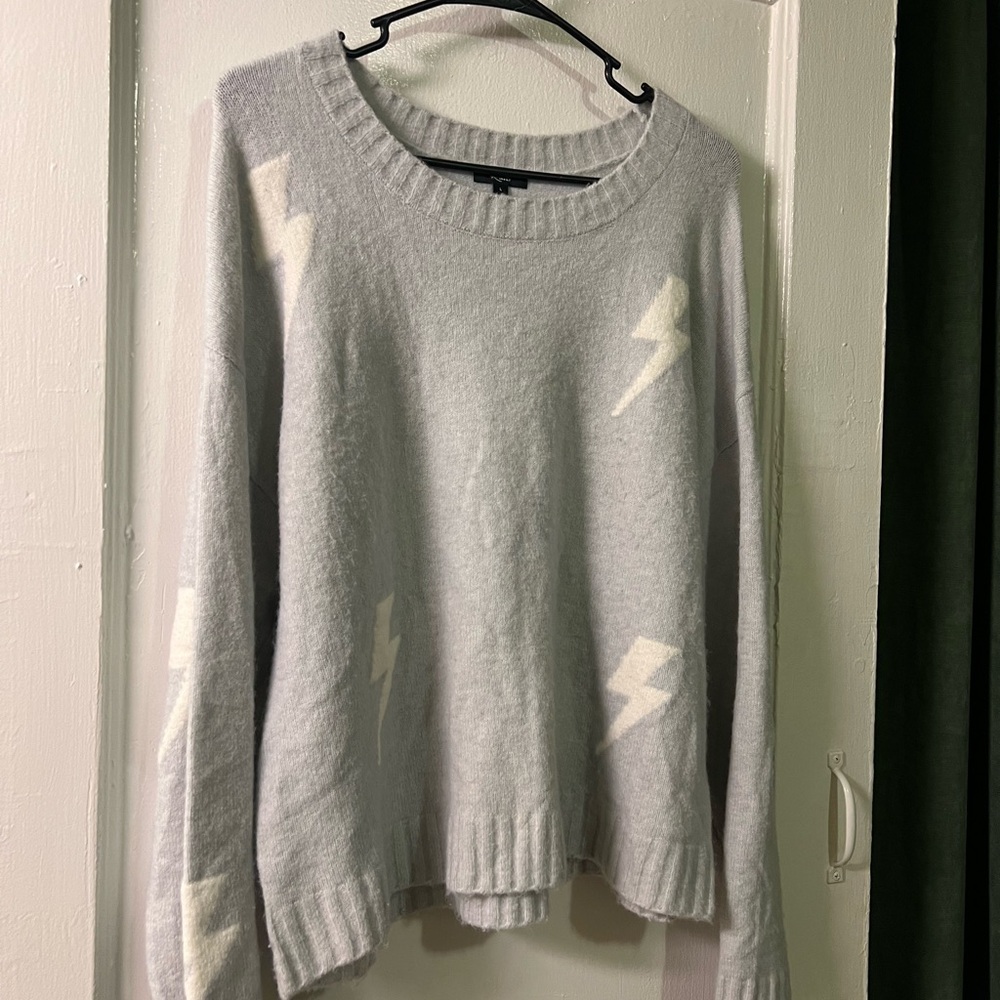 Rails Perci Light Gray White Lightning Sweater Large